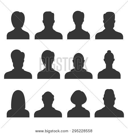 Silhouette Avatar Set. Person Avatars Office Professional Profiles Anonymous Heads Female Male Faces