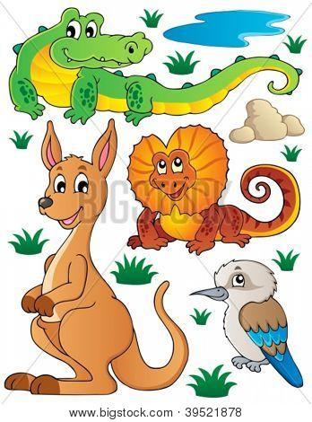 Australijski dzikość fauna zestaw 2 - ilustracji wektorowych.