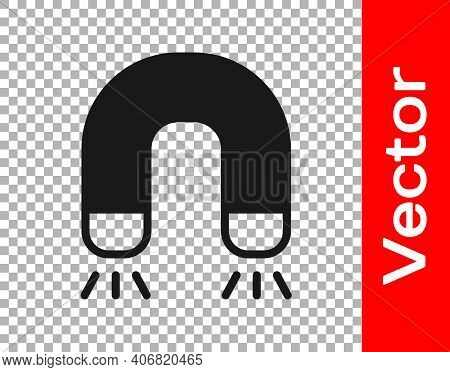 Black Magnet Icon Isolated On Transparent Background. Horseshoe Magnet, Magnetism, Magnetize, Attrac