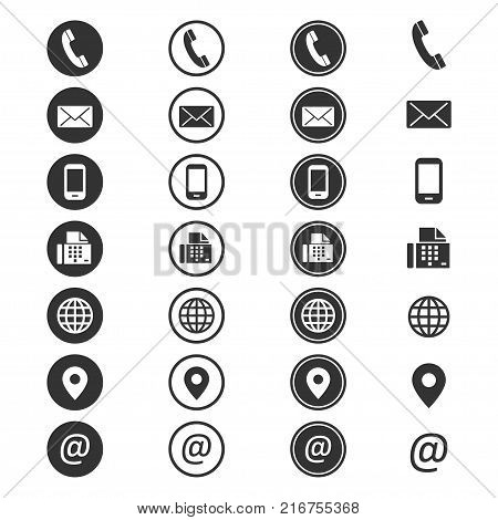 Contact info icon. Phone address-book, button contacts of the user, cell phone number or an email address information. Vector flat style cartoon illustration isolated on white background