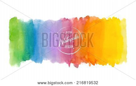 Rainbow abstract watercolor background. Hand drawn multicolored watercolor stains. Vector textured effect handmade, painted image.