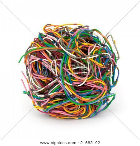 tangled wire isolated on white background