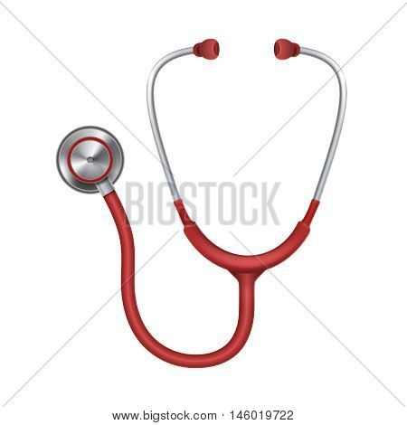 Realistic medical stethoscope, phonendoscope isolated on white background. Medical instrument for listening. Vector illustration