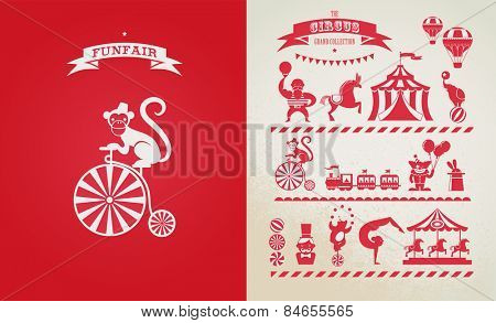 vintage poster with carnival, fun fair, circus vector background and illustration