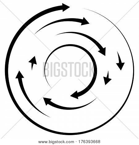 Circular Concentric Arrows. Cyclic, Cycle Arrows. Arrow Element To Illustrate Ripple, Swirl, Twirl C