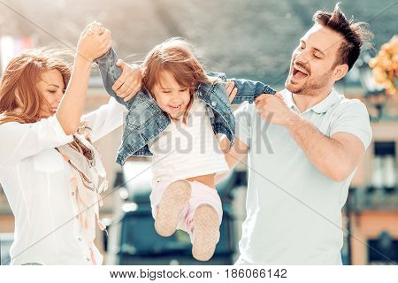 Happy family having fun.Happiness and love in family life. Happy family concept.