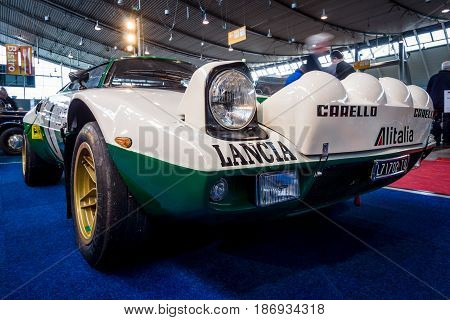 STUTTGART GERMANY - MARCH 03 2017: Sports and rally car Lancia Stratos HF (Tipo 829) 1975. Europe's greatest classic car exhibition 