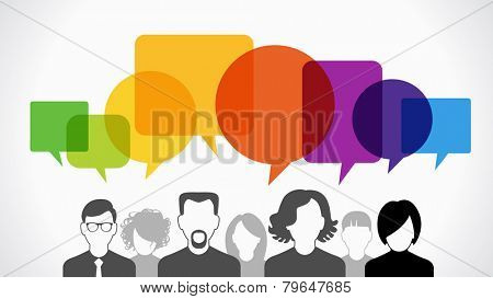 Icons of people with speech bubbles.  Vector illustration of a communication concept, The file is saved in the version AI10 EPS.