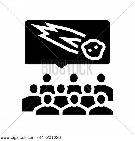 Comet Planetarium Discussion Line Icon Vector. Comet Planetarium Discussion Sign. Isolated Contour S