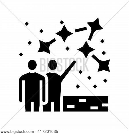 People Talk About Constellation Planetarium Line Icon Vector. People Talk About Constellation Planet