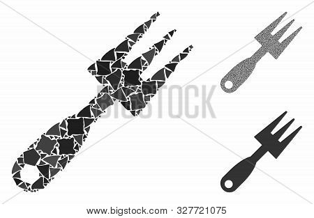 Cultivator Rake Mosaic Of Bumpy Items In Variable Sizes And Color Tints, Based On Cultivator Rake Ic