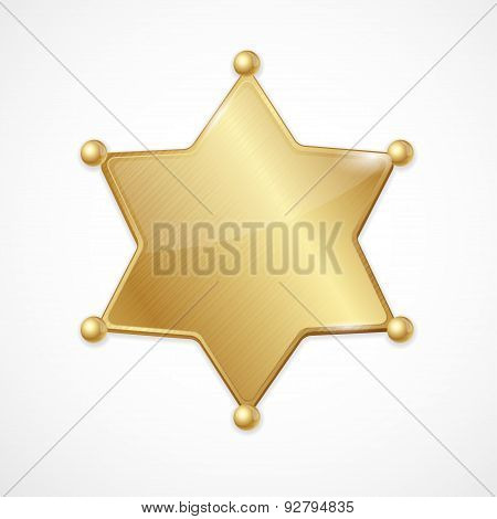 Vector golden sheriff badge star blank