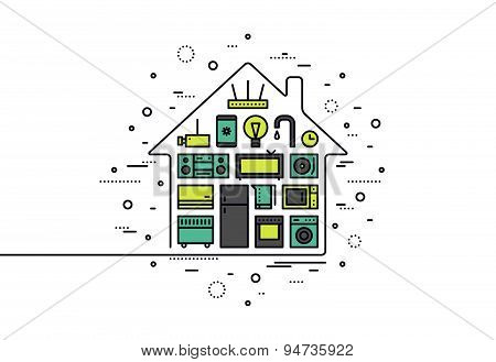 Smart House Technology Line Style Illustration