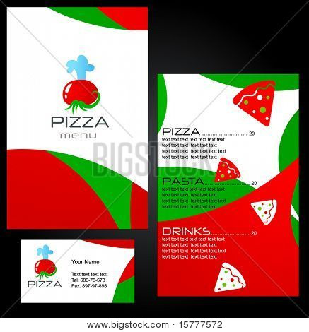 Template of menu for Pizza Restaurant and business card - 8. To see similar menus, please visit MY GALLERY