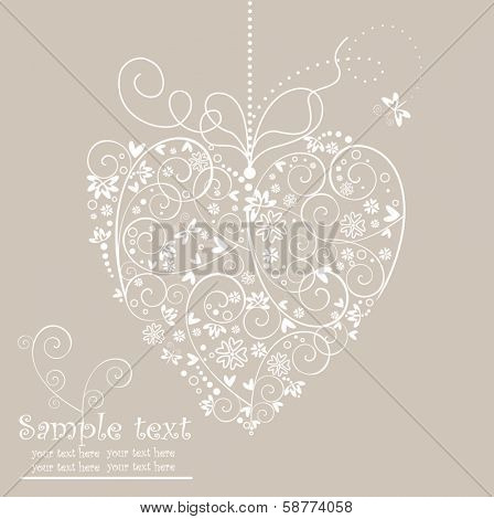 Retro postcard with heart shape