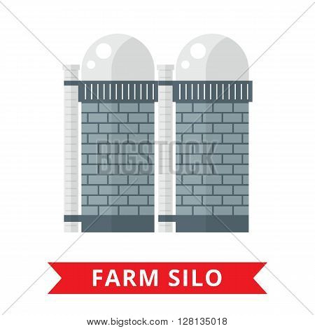 Farm grain silo. Silo vector icon. Flat agriculture sign