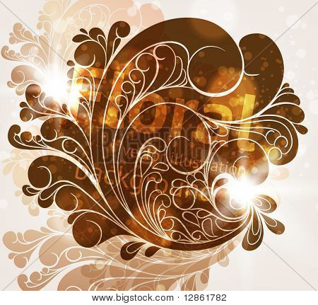 Element of ornament for retro and vintage design with leafs and flowers. eps 10