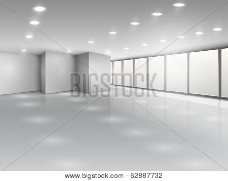 Light conference room or office open space interior