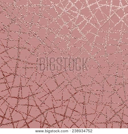 Gold Metallic Glossy Texture. Rose Quartz Pattern. Abstract Shiny Background. Luxury Sparkling Backg