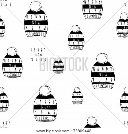 Hand drawn new year seamless pattern