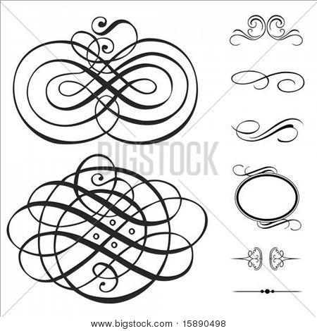 Vector swirl ornament set. Pieces are separate and easy to edit.