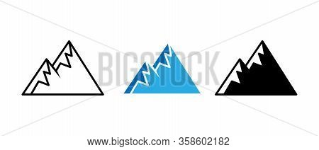 Mountains. Mountain logo vector. Mountain icon vector. Mountain icon. Mountains logo. Mountain logo template. Mountains logo design. Mountains emblem logo. Set Of Mountains logo vector illustration for Outdoor Adventure.