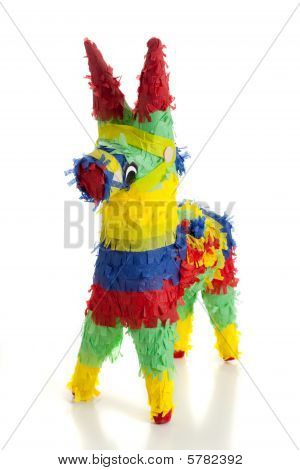 A Traditional Mexican Pinata On White