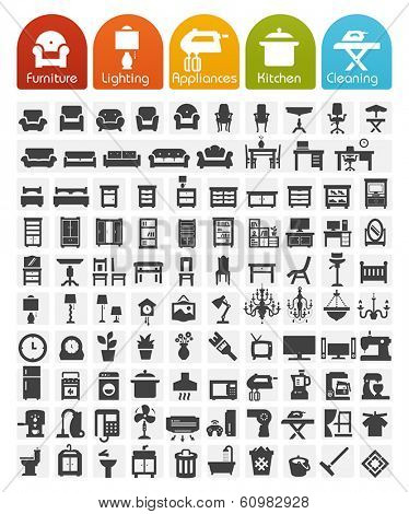 Furniture and home appliances Icons - Bulk series