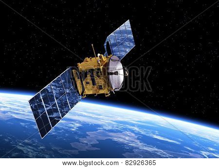 Communication Satellite Orbiting Earth