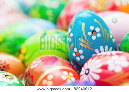 Handmade Easter eggs collection. Floral, colorful spring patterns and designs. Traditional, artistic and unique.