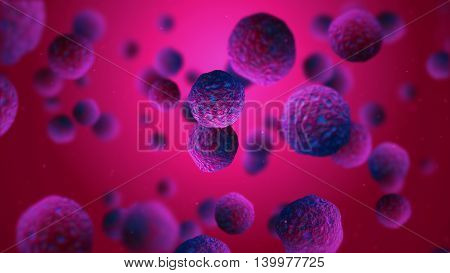 3D render bacteria virus. 3d render microbe. Human immune system virus. Bacteria virus or germs microorganism cells under microscope. High Quality 3D Render