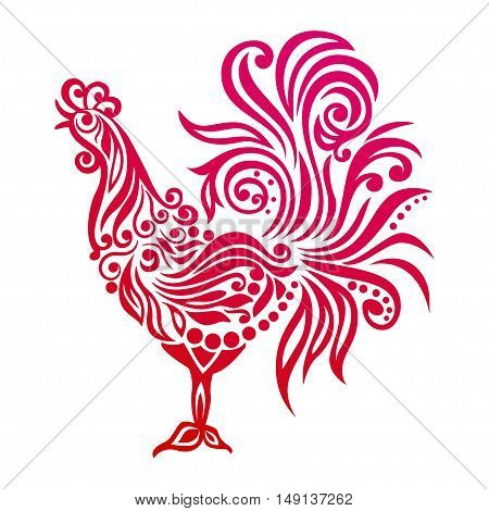 Vector illustration for 2017 year with fairy rooster - chinese symbol of new year.Image of 2017 year of Red Rooster.Vector element for New Year.