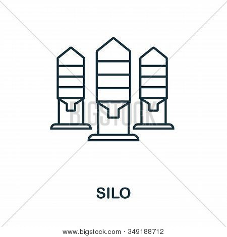 Silo Icon. Thin Line Style Element From Farm Icons Collection. Outline Silo Icon For Computer And Mo