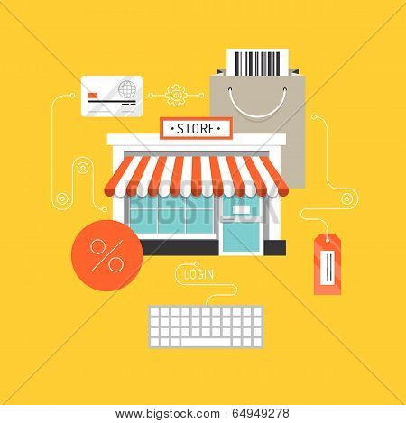 Online Shopping Flat Illustration Concept