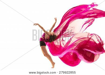 Graceful Ballet Dancer Or Classic Ballerina Dancing Isolated On White Studio. Woman Dancing With Pin