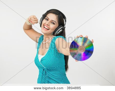 Asian Female Listening Music