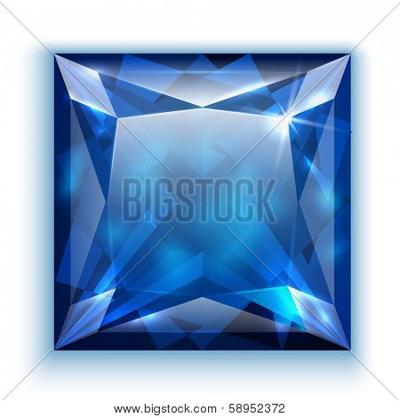 Princess cut sapphire gem - eps10 vector