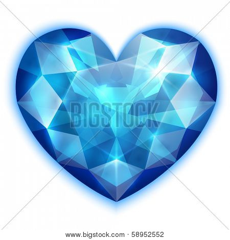 Heart-shaped blue diamond icon - eps10