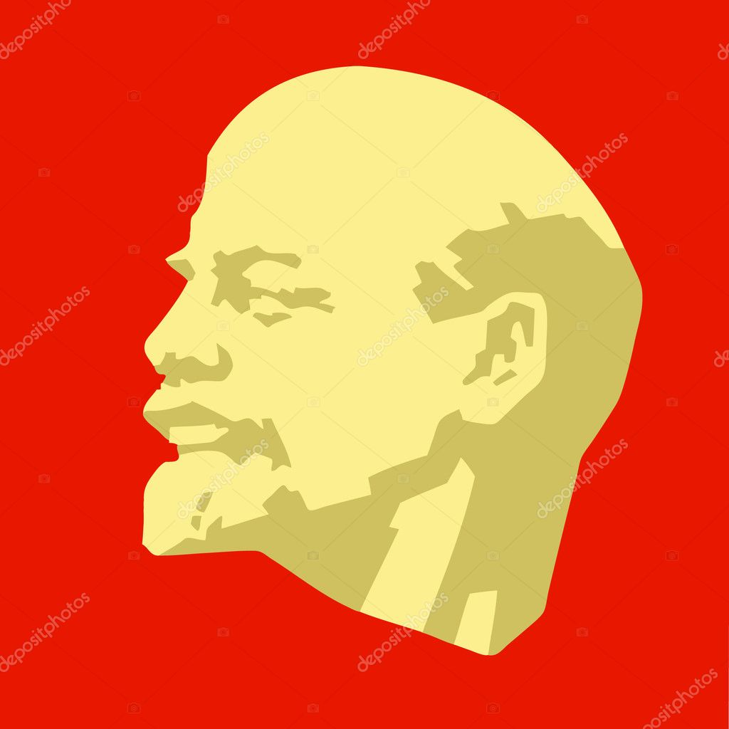 Silhouette of the lenin on red background Stock Illustration by ...