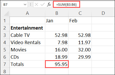 Use Autosum To Sum Numbers Office Support