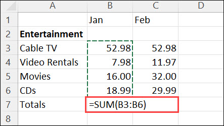 Use Autosum To Sum Numbers Office Support