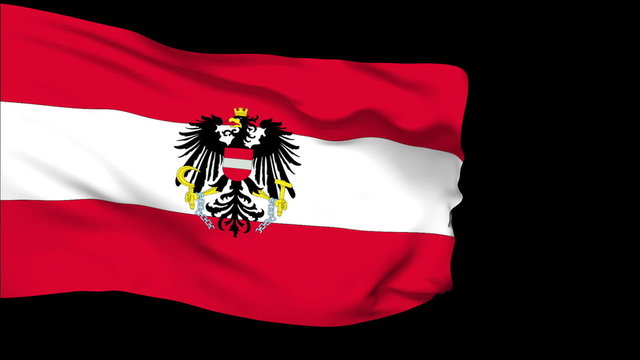 Austria flag slowly waving. Alpha included. Seamless loop.