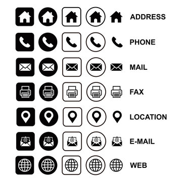 web icon set, business card icon concept, website icon vector symbol  for contact us