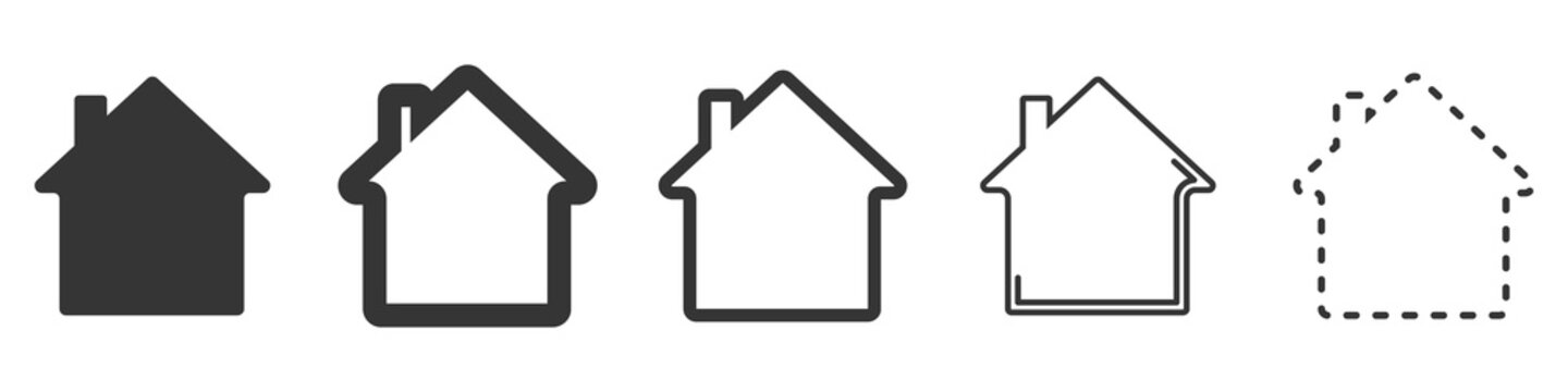 House vector icons. Set of black houses symbols