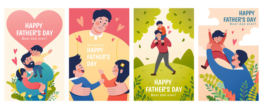 Flat illustrations of Father's Day