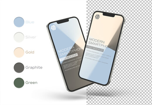 Mobile Phone Mockup Isolated on White