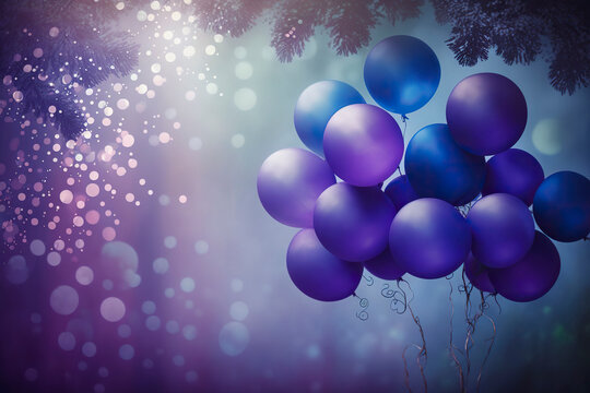 Festive background. Background of blue balloons. Generative AI.