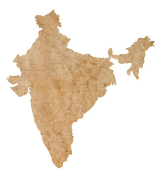 map of India on old brown grunge paper