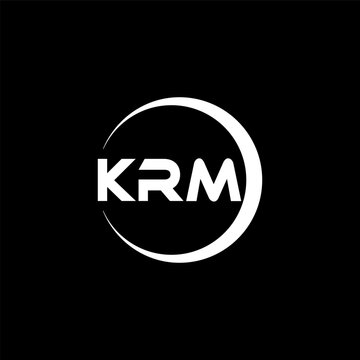 KRM letter logo design with black background in illustrator, cube logo, vector logo, modern alphabet font overlap style. calligraphy designs for logo, Poster, Invitation, etc.