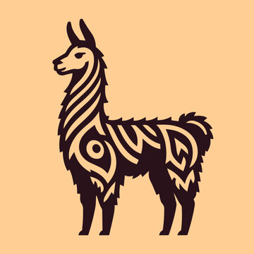 Llama peluda estilo logo silueta